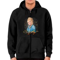 Dolly Parton Denim Smile Hoodie Zippé Unisexe Noir — Sweats à capuche pour hommes