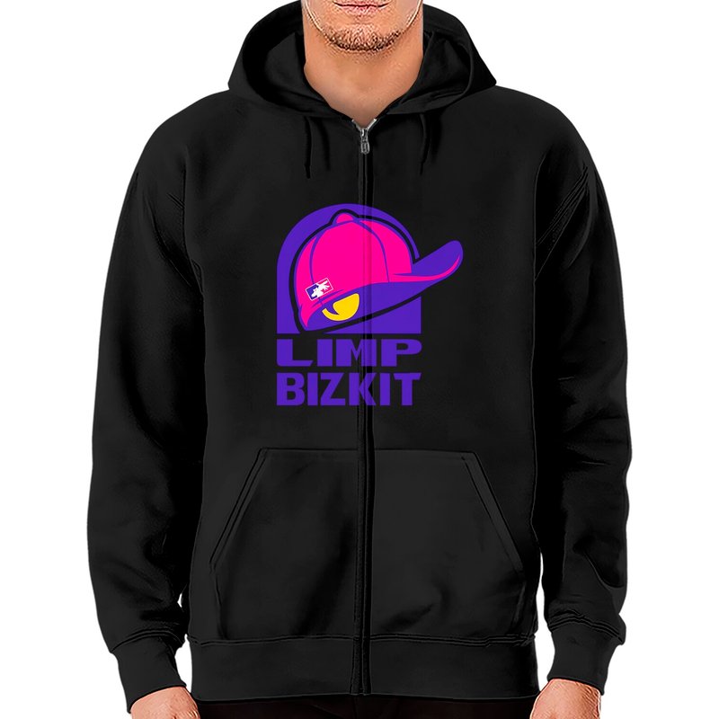 Hoodie zippé Limp Bizkit Cap pour unisexe en noir — Sweats à capuche pour hommes