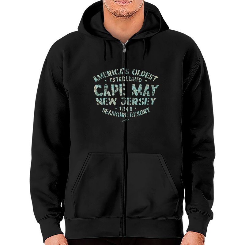 Cape May, Nj Zip Hoodie for Unisex in Black