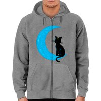 Sailor Moon Vintage Black Cat Crescent Zip Hoodie