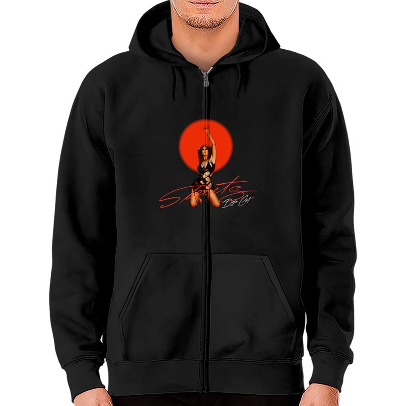 Haut à capuchon zippé Doja Streets Cat pour unisexe en noir — Sweats à capuche pour hommes