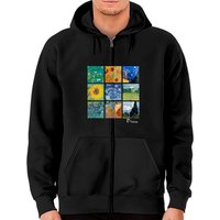 Van Gogh Sunflowers, Starry Night Zip Hoodie for Unisex