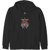 Hoodie zippé noir Bon Jovi Heart pour adulte — Sweats à capuche pour hommes