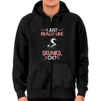 Funny I Just Really Like Skunks Zip Hoodie for Unisex