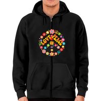 Hoodie Zippé Peace Sign Love 60s 70s Tie Dye Unisexe — Sweats à capuche pour hommes