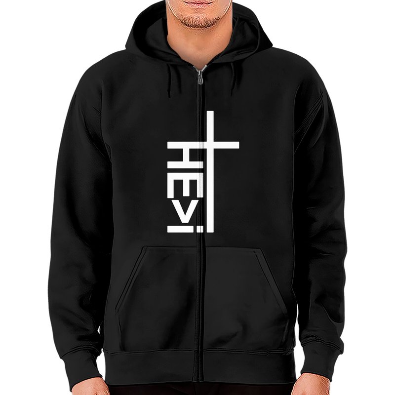 Hoodie zippé chrétien He Is Greater Than I Cross — Sweats à capuche pour hommes