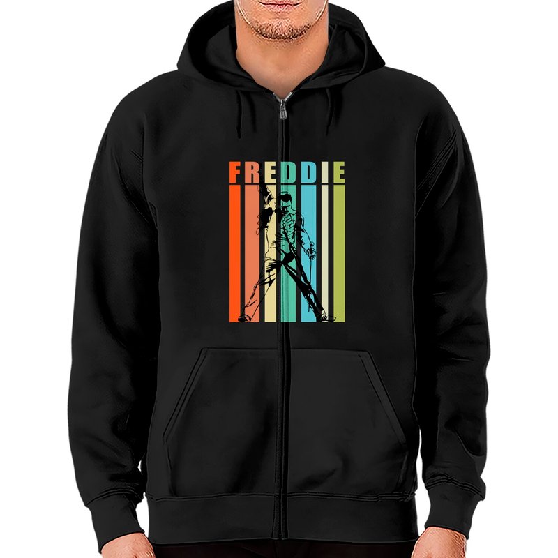 Hoodie zippé vintage arc-en-ciel Freddie Mercury pour unisexe — Sweats à capuche pour hommes