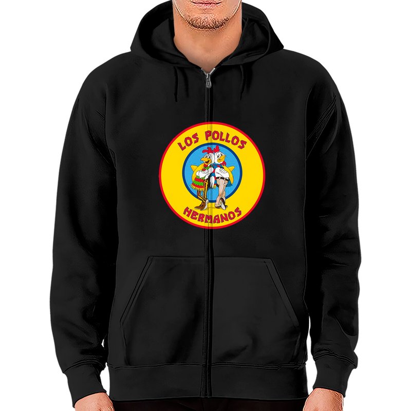 Hoodie Zippé Los Pollos Hermanos Unisexe en Noir — Sweats à capuche pour hommes