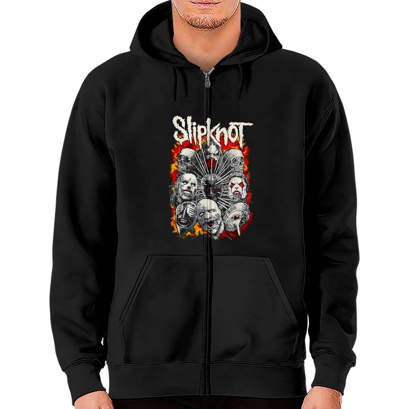 Hoodie zippé Slipknots pour unisexe en noir — Sweats à capuche pour hommes