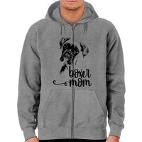 Hoodie zippé Boxer Mom Dog Face unisexe en rouge — Sweats à capuche pour hommes