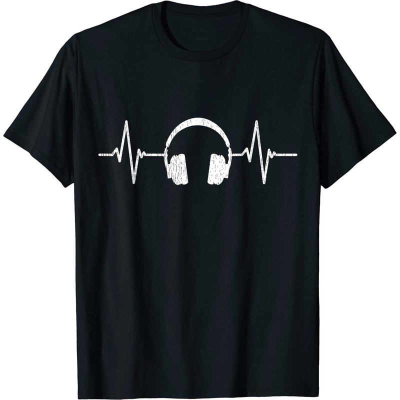 Cool Music Lover DJ Heartbeat Headphones T-Shirt for Men — Mens T Shirts