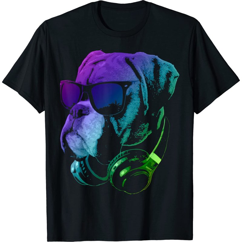 T-shirt Boxer Chien Lunettes Casque pour Hommes — T-shirts pour hommes