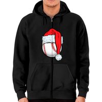 Hoodie zippé de Noël avec balle de baseball et Santa — Sweats à capuche pour hommes