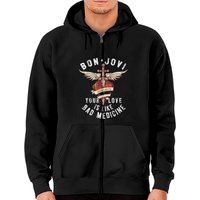 Hoodie zippé Bon Jovi pour unisexe en noir — Sweats à capuche pour hommes