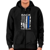 Hoodie zippé Thin Blue Line Back The Blue American Flag — Sweats à capuche pour hommes