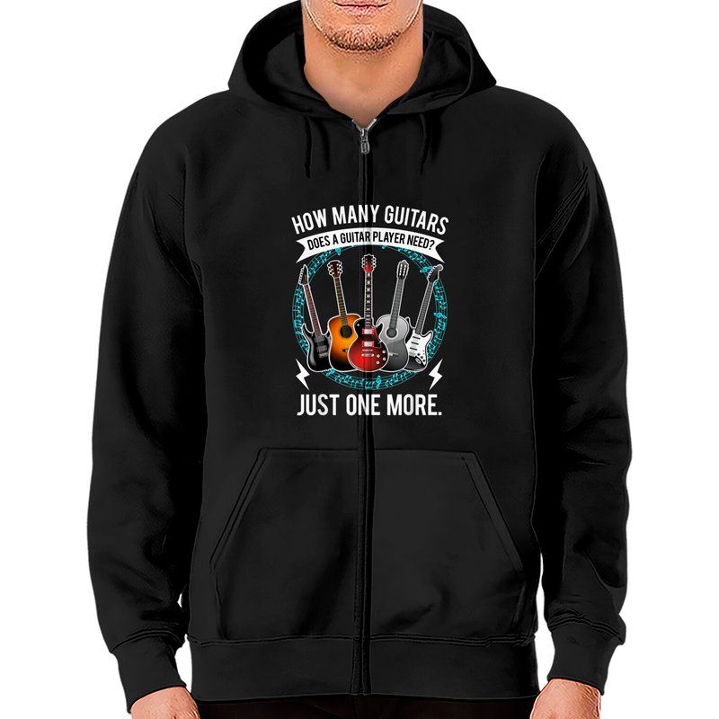 Guitar Zip Hoodie pour guitaristes - Noir unisexe — Sweats à capuche pour hommes