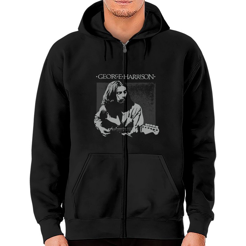 Haut à capuchon zippé George Harrison Portrait Live pour hommes — Sweats à capuche pour hommes