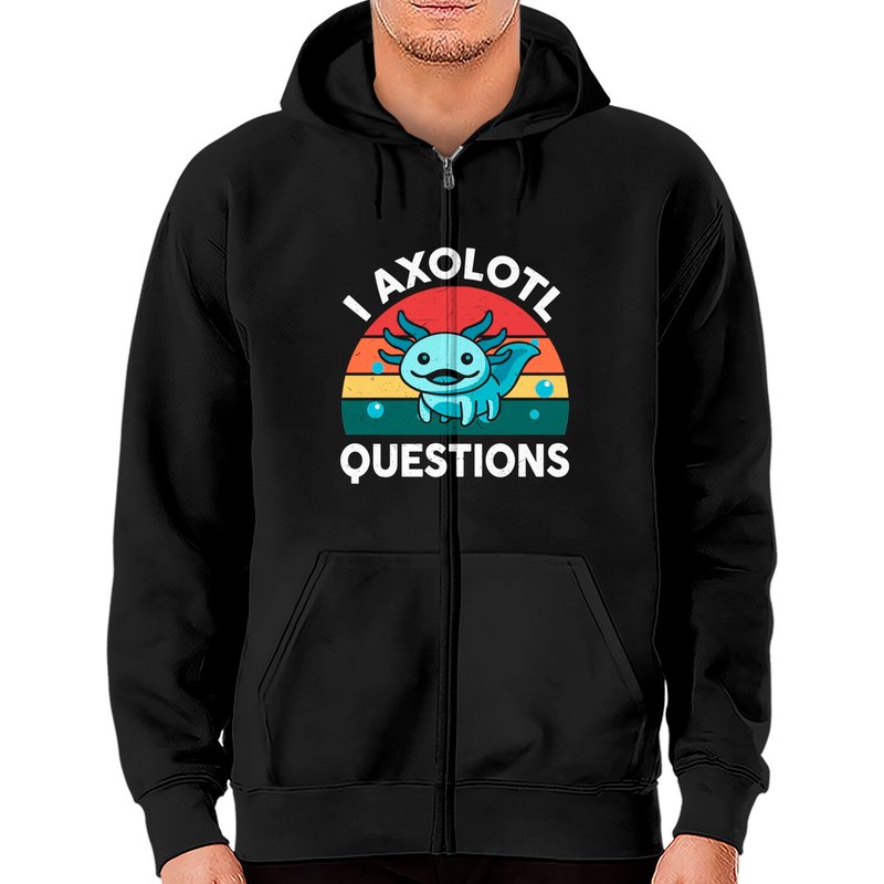 Hoodie zippé Kids I Axolotl Questions pour unisex — Sweats à capuche pour hommes