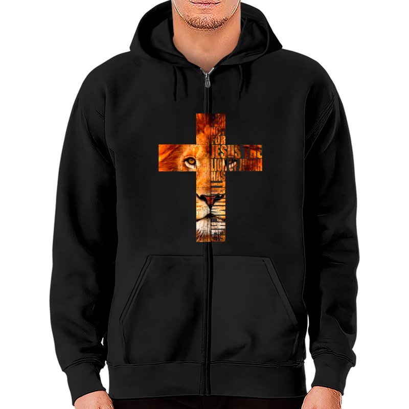 Hoodie Zippé Religieux Chrétien Jésus Le Lion De Juda — Sweats à capuche pour hommes