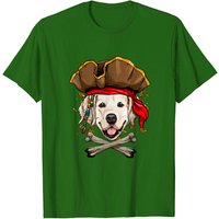T-shirt Chiens Pirates Golden Retriever Halloween Jolly Roger — T-shirts pour hommes