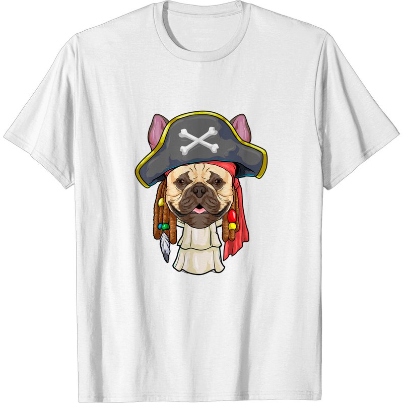 T-shirt Pirate Dogs Bulldog Français Halloween Jolly Roger — T-shirts pour hommes