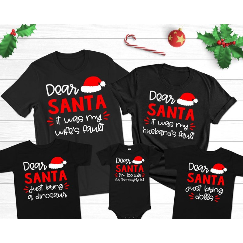 Matching Family Christmas Dear Santa Custom T-Shirt for Men