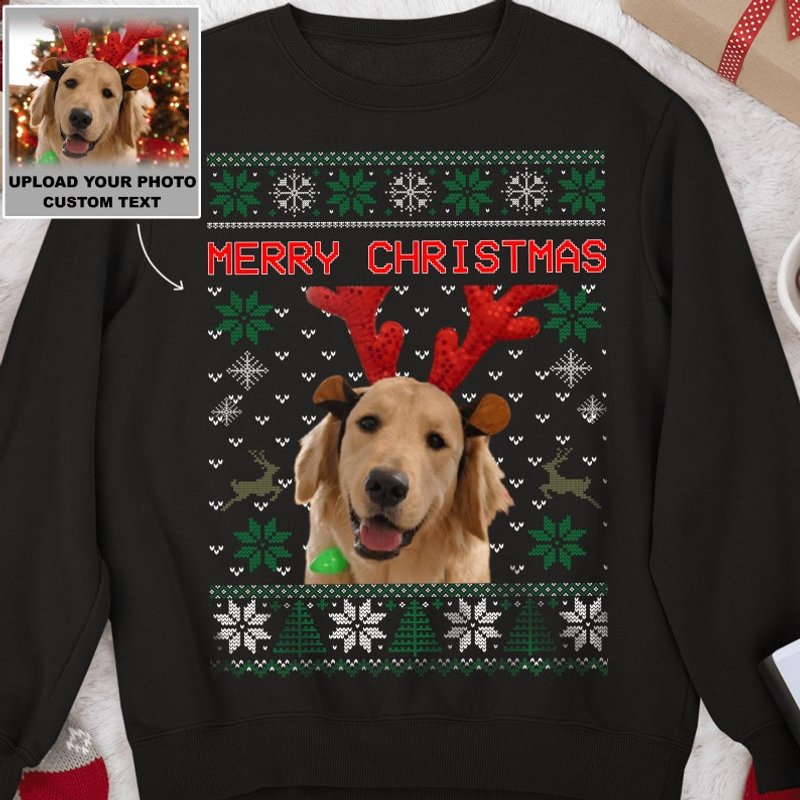 Sweatshirt personnalisé de Noël avec chien moche pour unisexe — Sweats à capuche pour hommes