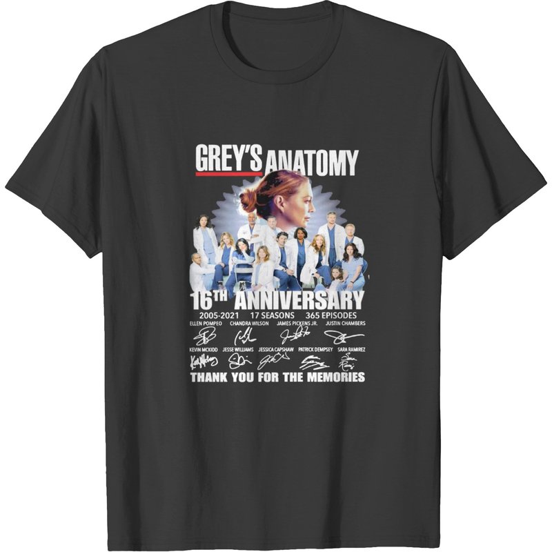 Grey’s Anatomy 16th Anniversary 2005-2021 Signatures T-Shirt for Men — Mens T Shirts