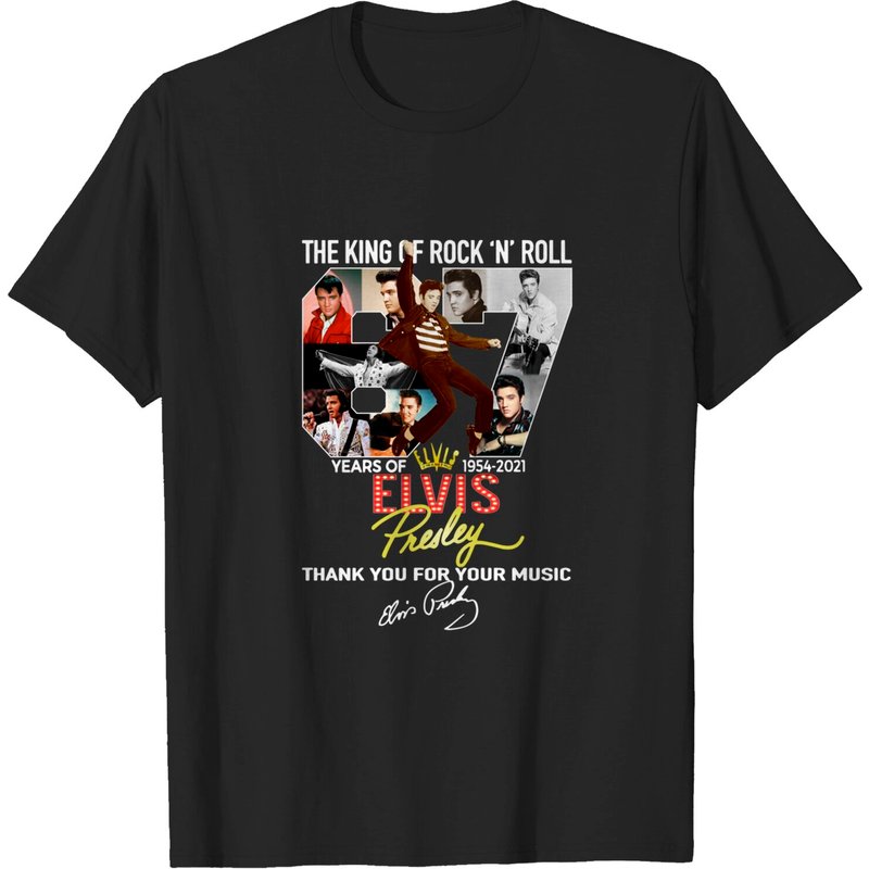 Elvis Presley Signature The King Of Rock N Roll Shirt — Mens T Shirts