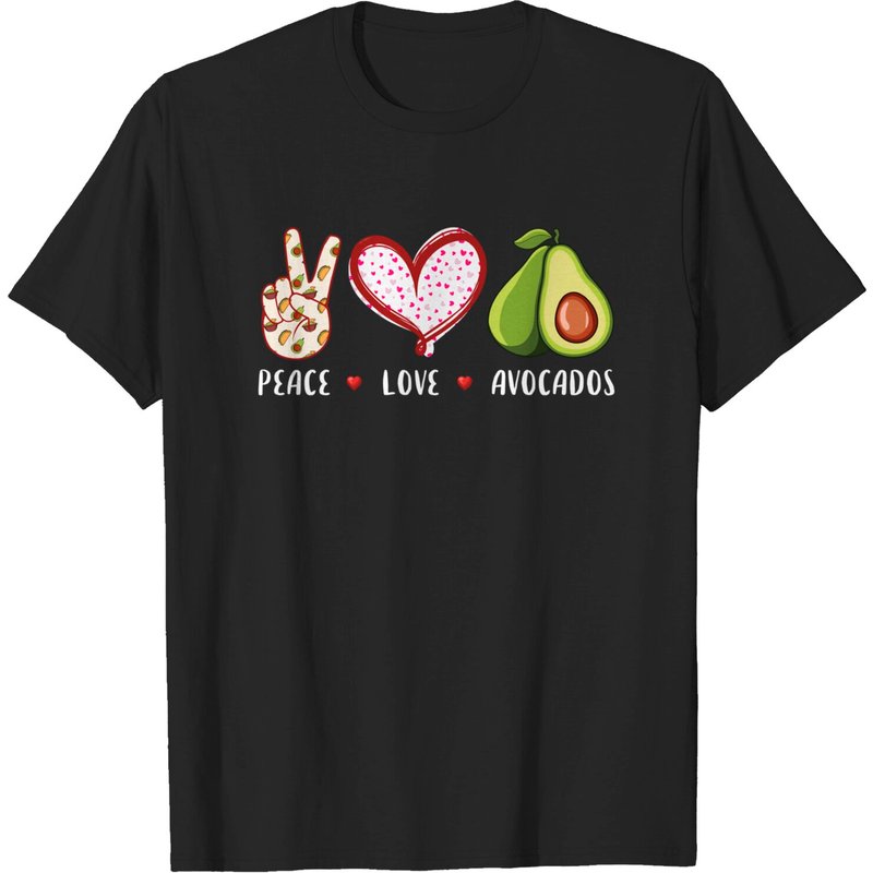 Peace Love Avocados T-Shirt for Men - Black — Mens T Shirts
