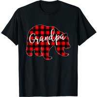 T-Shirt pour Hommes avec Motif de Grand-Père Ours en Plaid Rouge