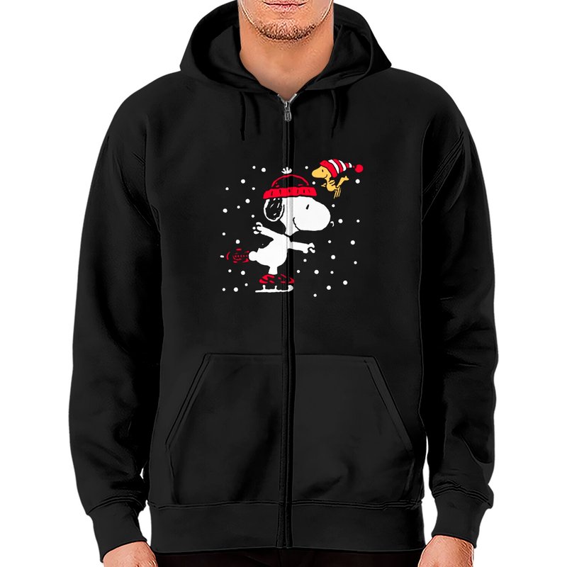 Hoodie zippé Snoopy et Woodstock Skate Holiday — Sweats à capuche pour hommes