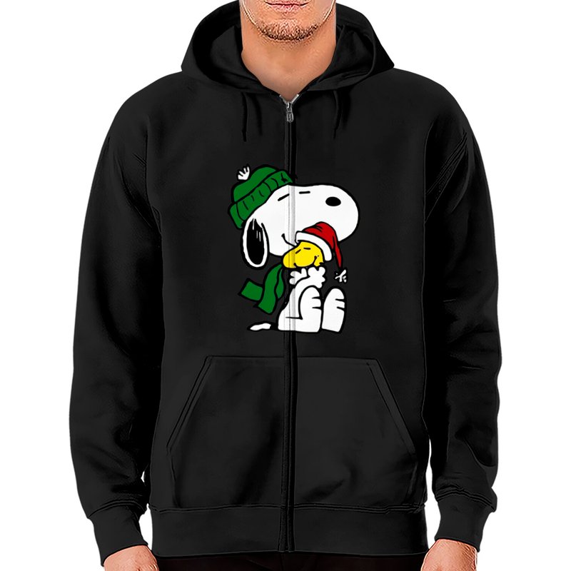 Hoodie Zippé Snoopy Hug de Noël pour Unisexe — Sweats à capuche pour hommes