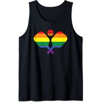 Débardeur Pickleball Gay Pride avec Ballon et Paddles Arc-en-Ciel pour Hommes — T-shirts pour hommes