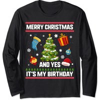 Merry Christmas Birthday Long Sleeve T-Shirt for Unisex — Mens T Shirts