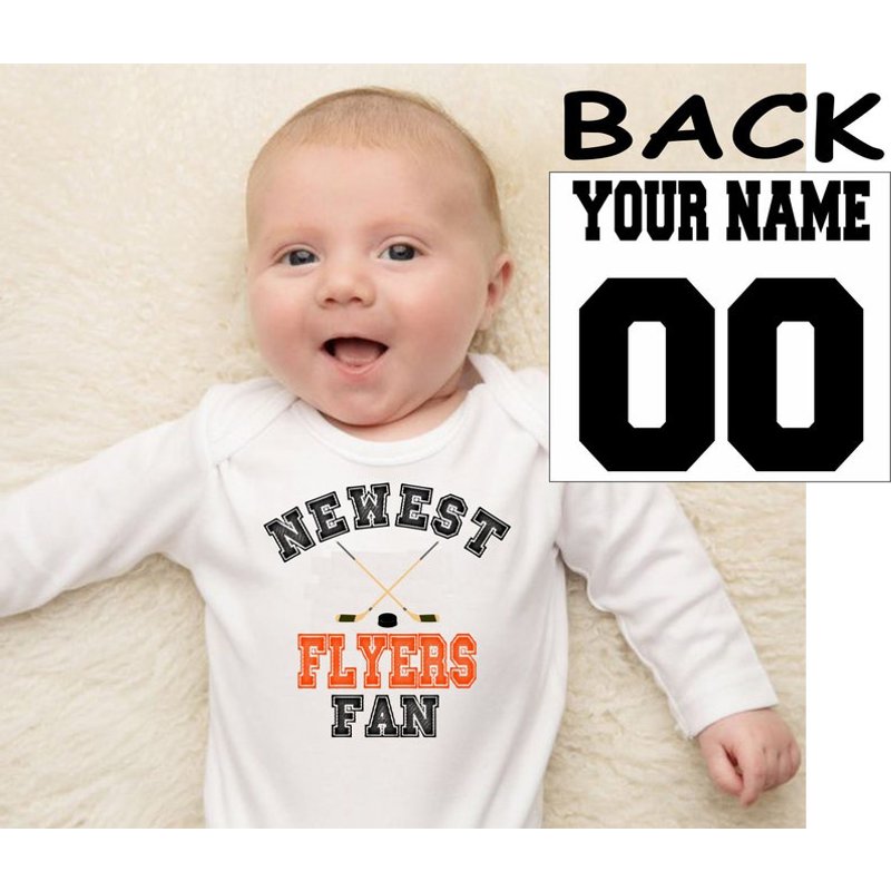 Personalized Flyers Fan Baby Bodysuit with Name and Number — Baby Onesies