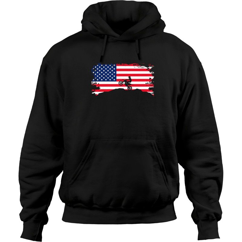 Hoodie Drapeau de Vélo Motocross avec Drapeau Américain
