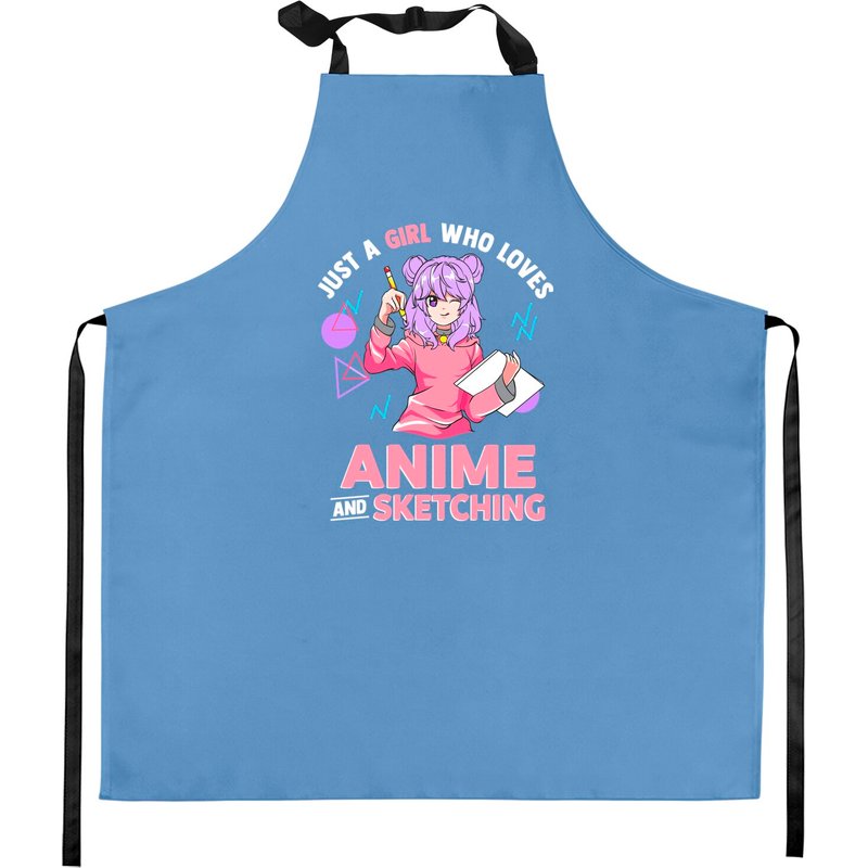 Just A Girl Who Loves Anime And Sketching Kitchen Apron — Kitchen Aprons