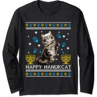 Happy Hanukcat Chandail Moche de Hanoukka Chat Maine Coon Manches Longues