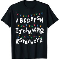 Tag Alphabet T-shirt Christmas Lights Stranger Tee for Men