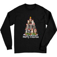 T-shirt à manches longues Merry Catmas avec lumières de Noël pour chats — T-shirts pour hommes