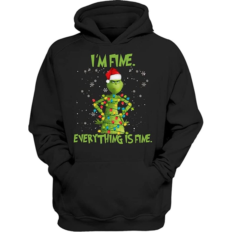 Hoodie I'm Fine Everything Is Fine The Grinch Lights — Sweats à capuche pour hommes