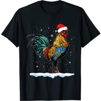 T-shirt assorti Rooster Santa Hat Joyeux Noël pour hommes