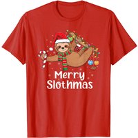 Merry Slothmas Santa Hat T-Shirt for Men — Mens T Shirts