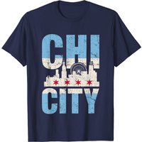 Chicago Illinois Flag Skyline T-Shirt for Men — Mens T Shirts