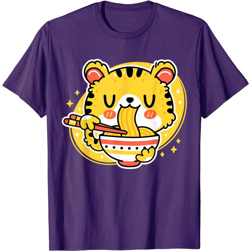 Tiger In Japanese T-Shirt for Men - Ramen Tiger Kawaii — Mens T Shirts
