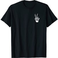 T-shirt Skeleton Fingers pour hommes - Main de squelette avec signe de paix — T-shirts pour hommes