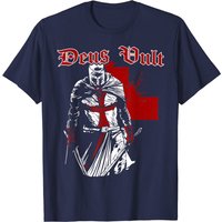 Crusader Flag T-Shirt Deus Vult - Knight Templar - Vintage