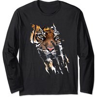 T-shirt à manches longues avec visage de tigre du Bengale pour unisexe — T-shirts pour hommes