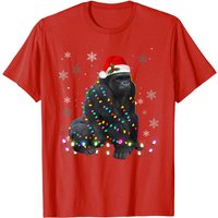 T-shirt Gorille avec Chapeau de Noël et Lumières de Noël pour Hommes — T-shirts pour hommes